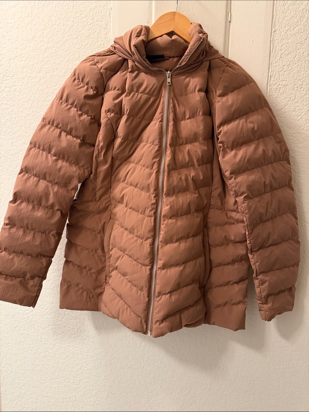 32 Degrees Women's Quilted Hooded Puffer Jacket - Mauve Brown